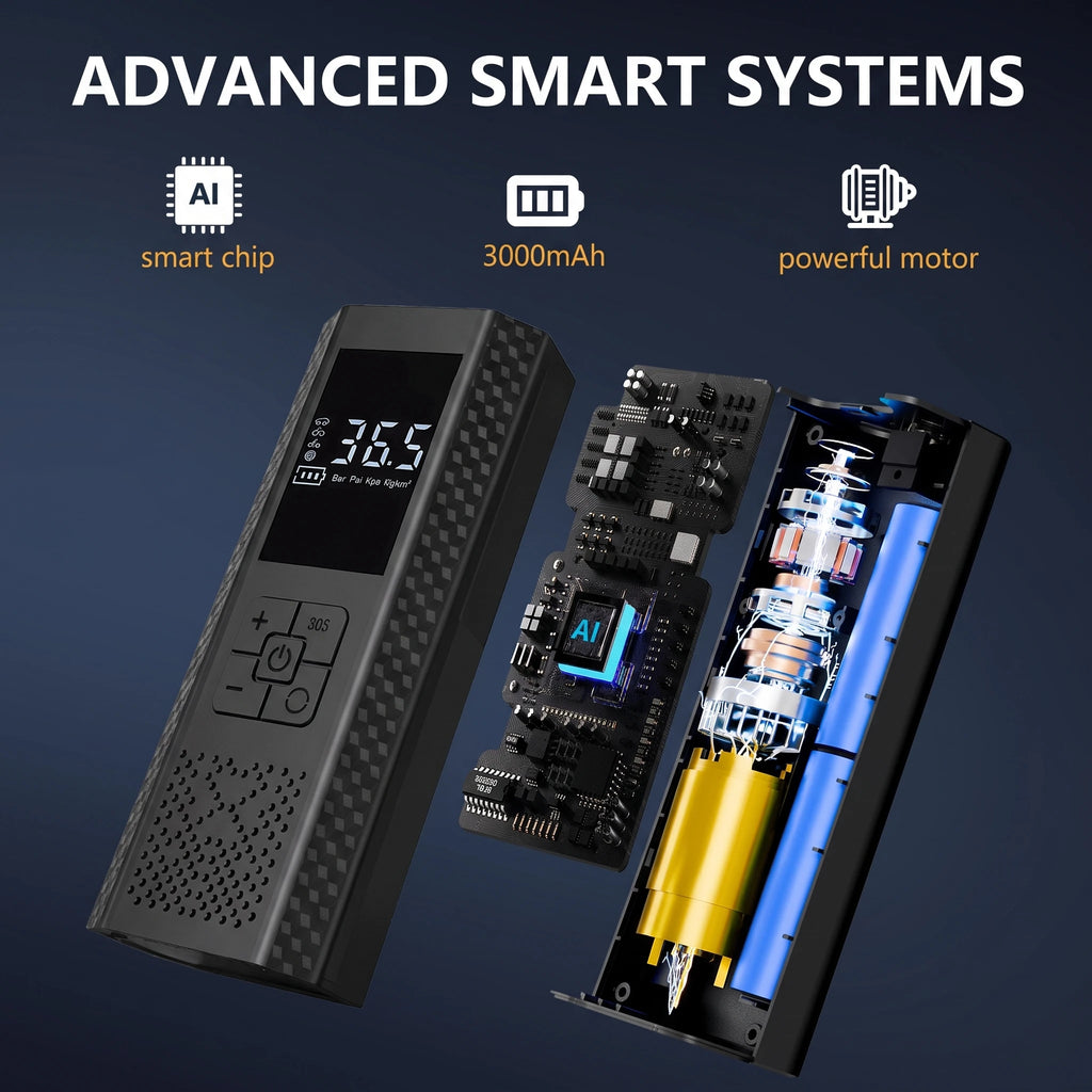 Inflador eléctrico portátil con medidor digital